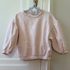 Pink Kids Sweatshirt with neon Orange flowers